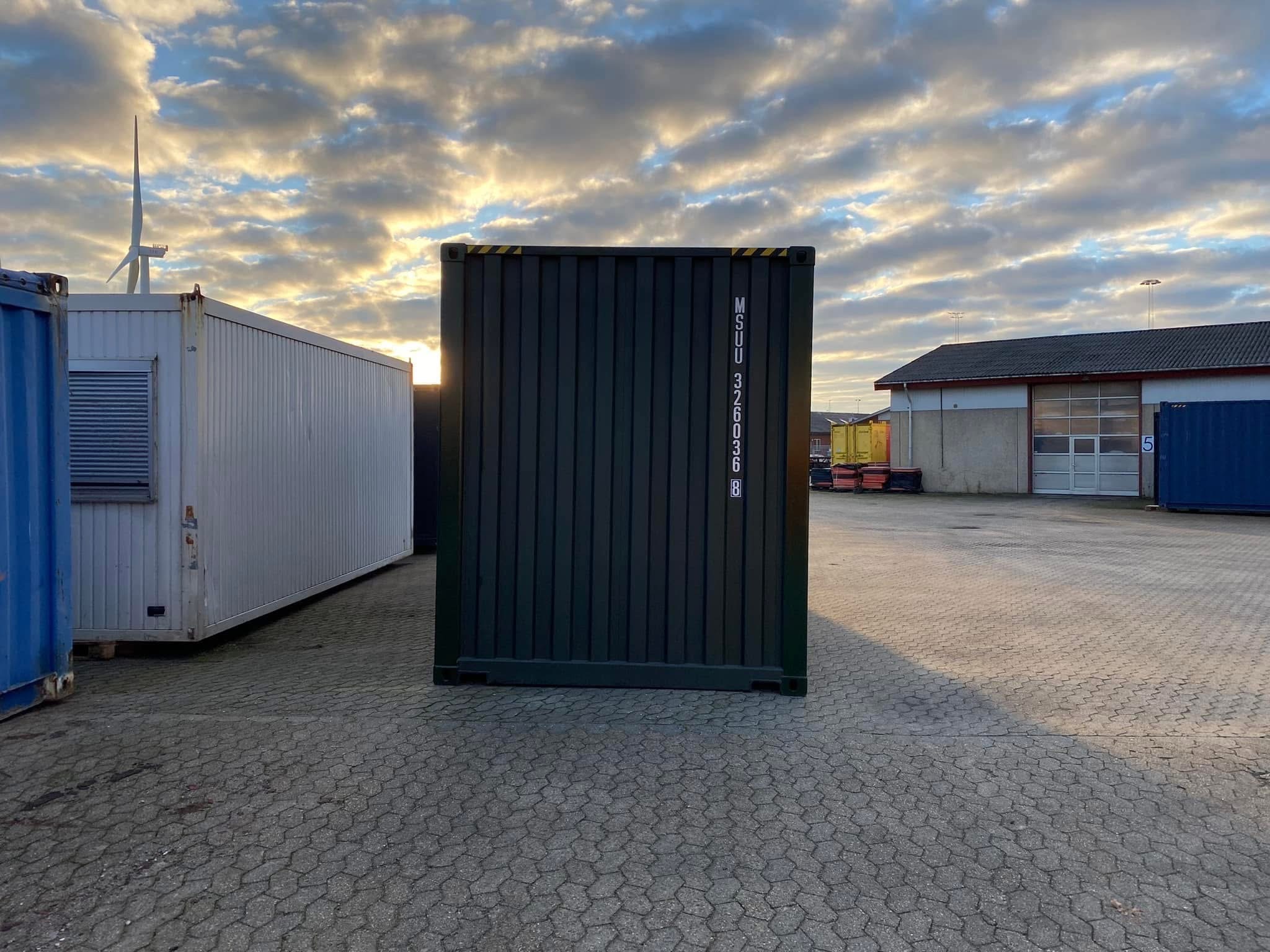 20 fots grøn high cube isolerad container gavl