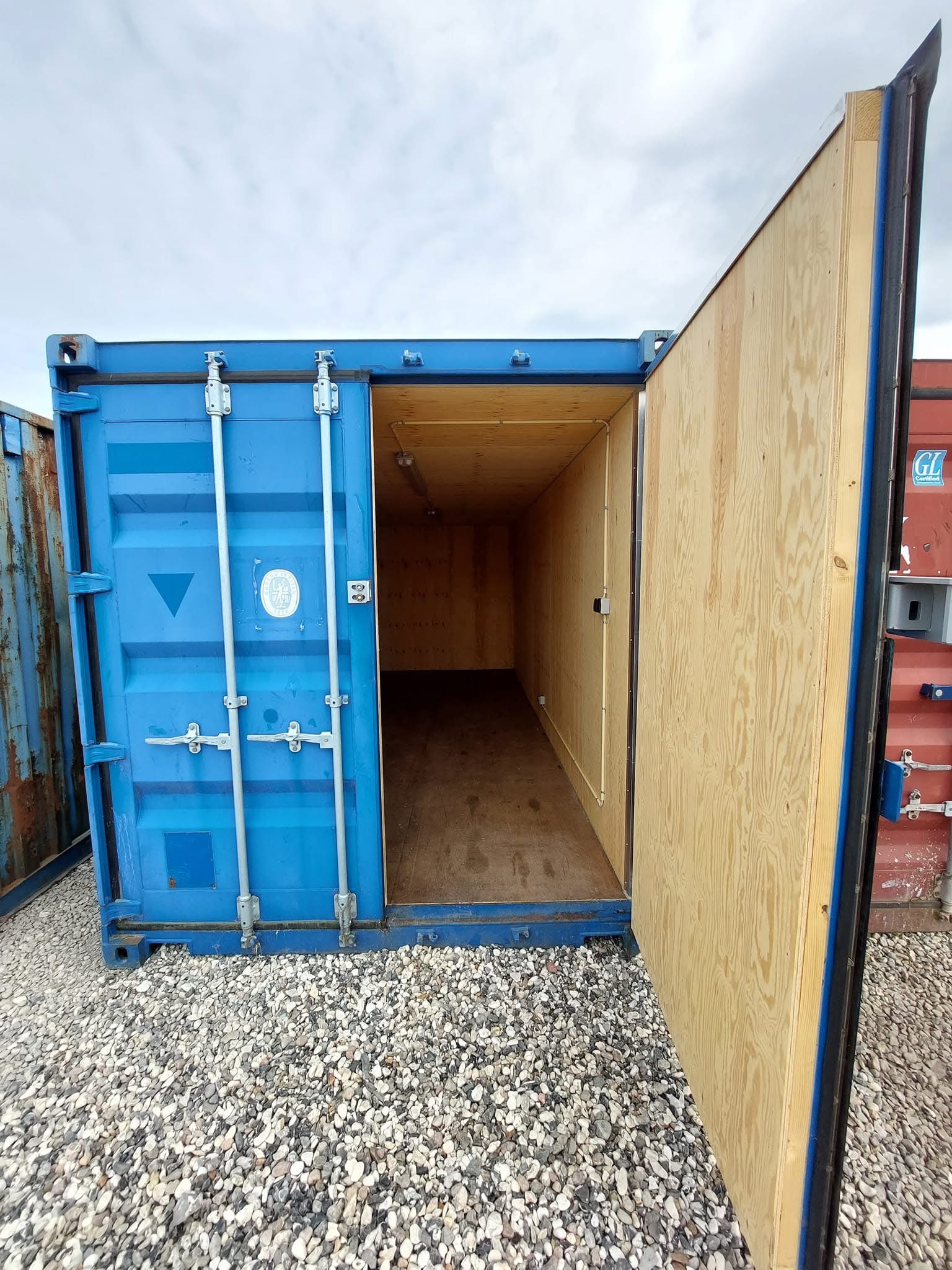 20 fots blå isolerad container portes ouvertes