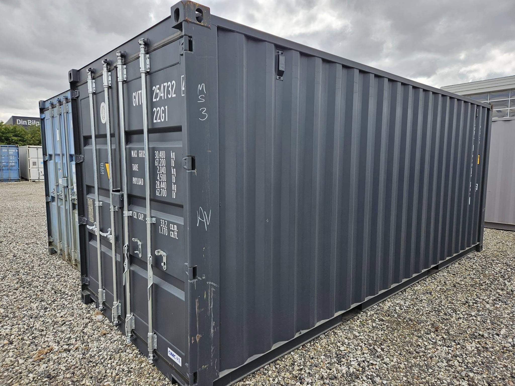 Isoleret container mørkgrå framsida
