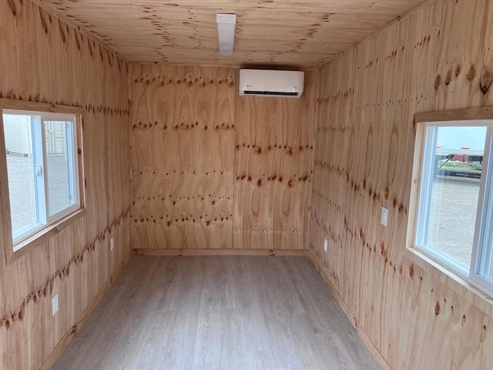 20 fots mørkegrå kontorcontainer intérieur bred