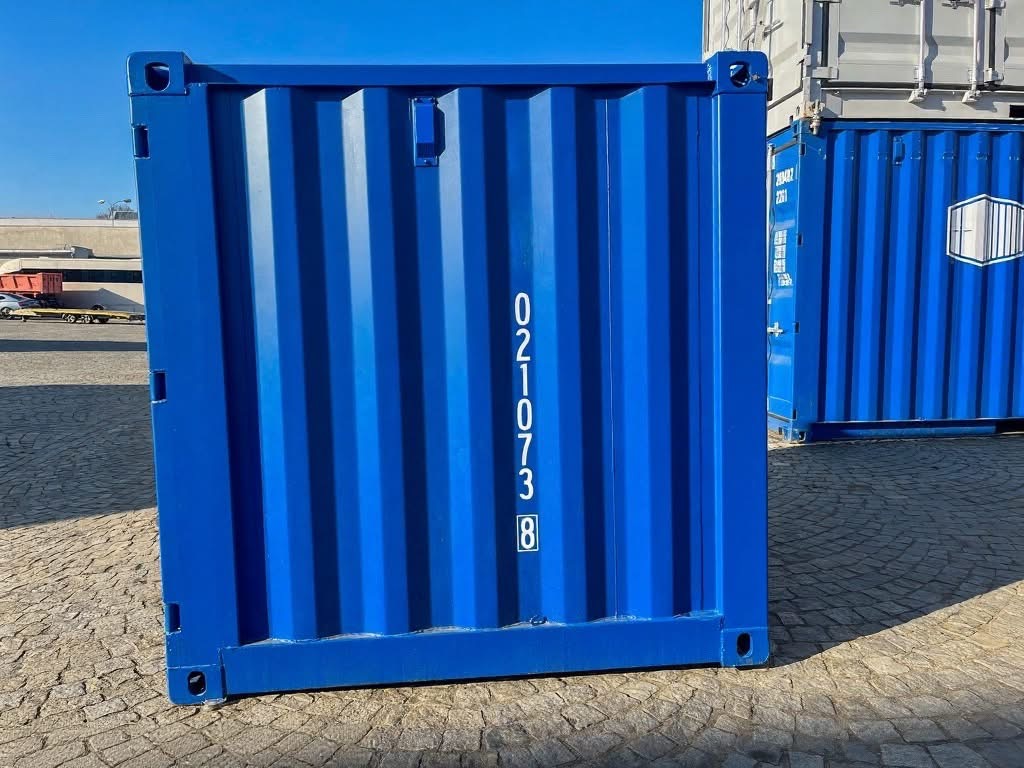 6 fots container blå baksida