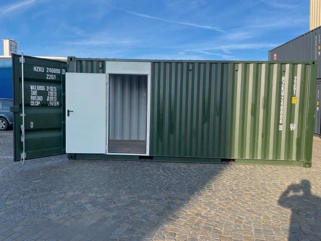 20-fods søcontainer med persondør – Grøn