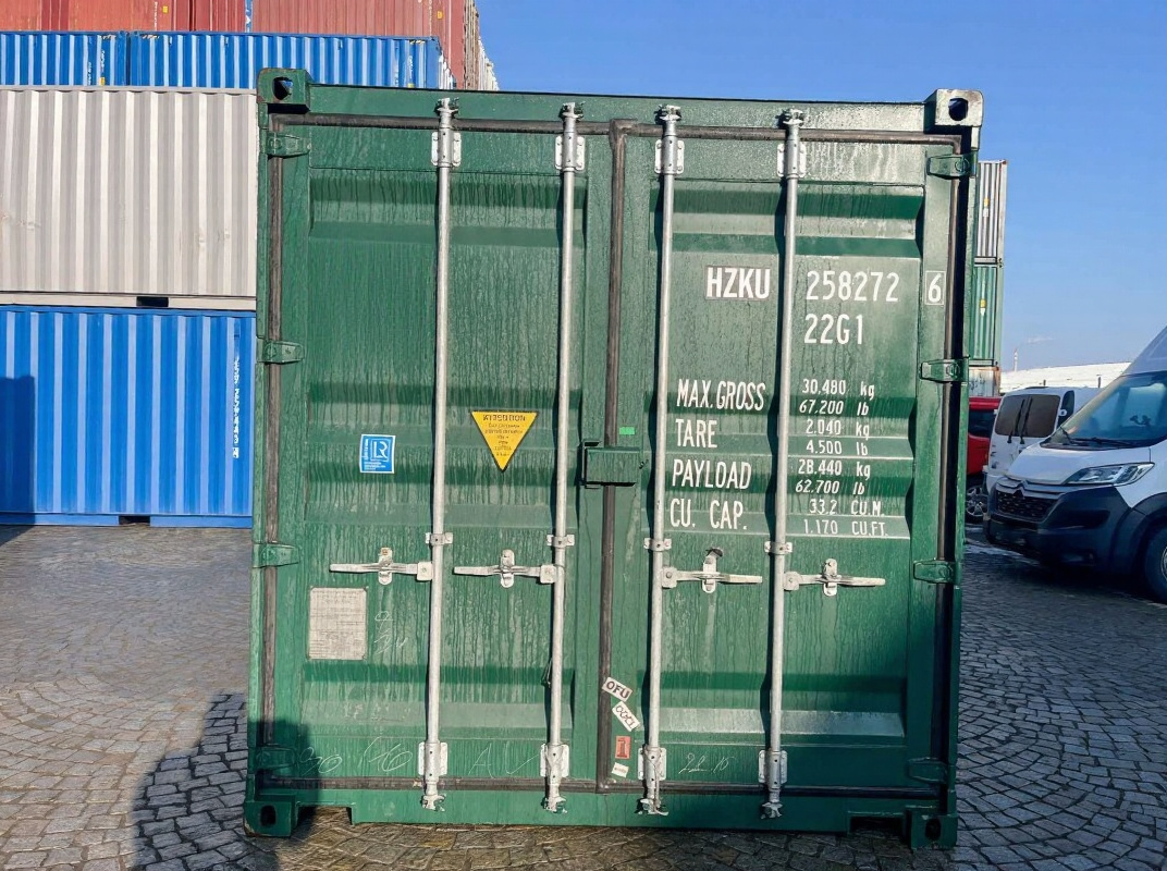 20 fots container groen dør