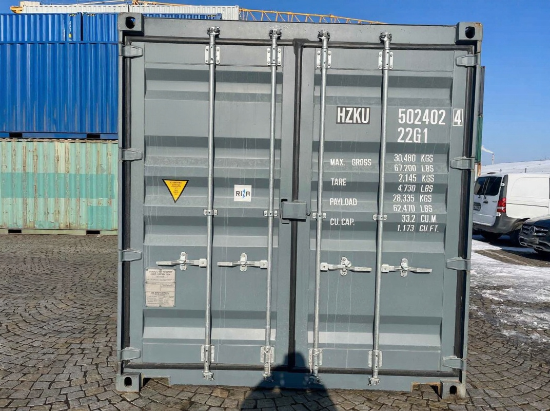 20 fots container RAL7031 blågrå facade